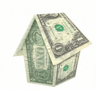 rubbish stock art of a house made of money